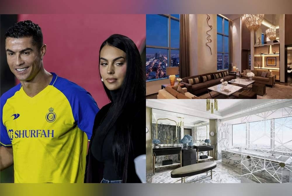 Kediaman mewah Ronaldo (kiri) bersama Georgina Rodriguez di Arab Saudi. - Foto Agensi