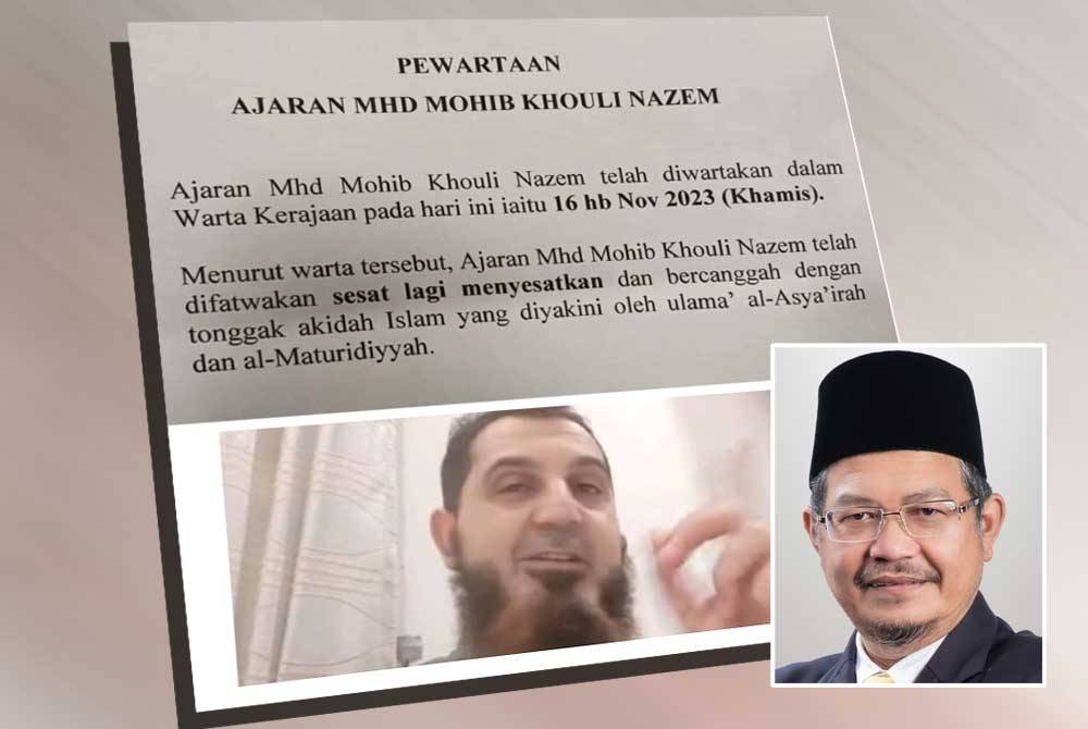 Ajaran Mhd Mohib Khouli Nazim difatwakan sebagai sesat dan haram menerusi pewartaan dikeluarkan Kerajaan Negeri Terengganu pada Khamis.Gambar kecil: Mohamad Sabri