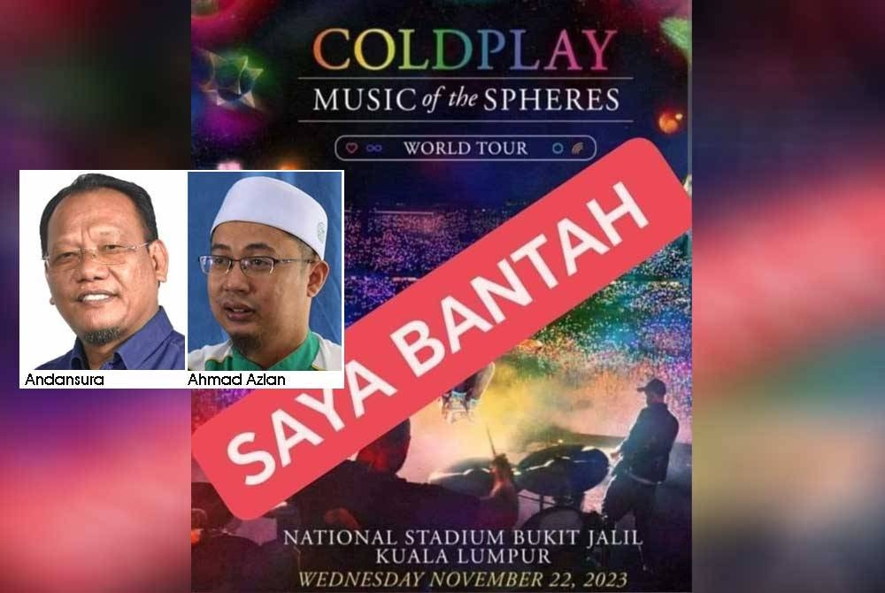 Tular poster bantahan penganjuran konsert kumpulan muzik terkemuka antarabangsa Coldplay yang bakal diadakan di stadium Bukit Jalil, Kuala Lumpur di laman sosial.