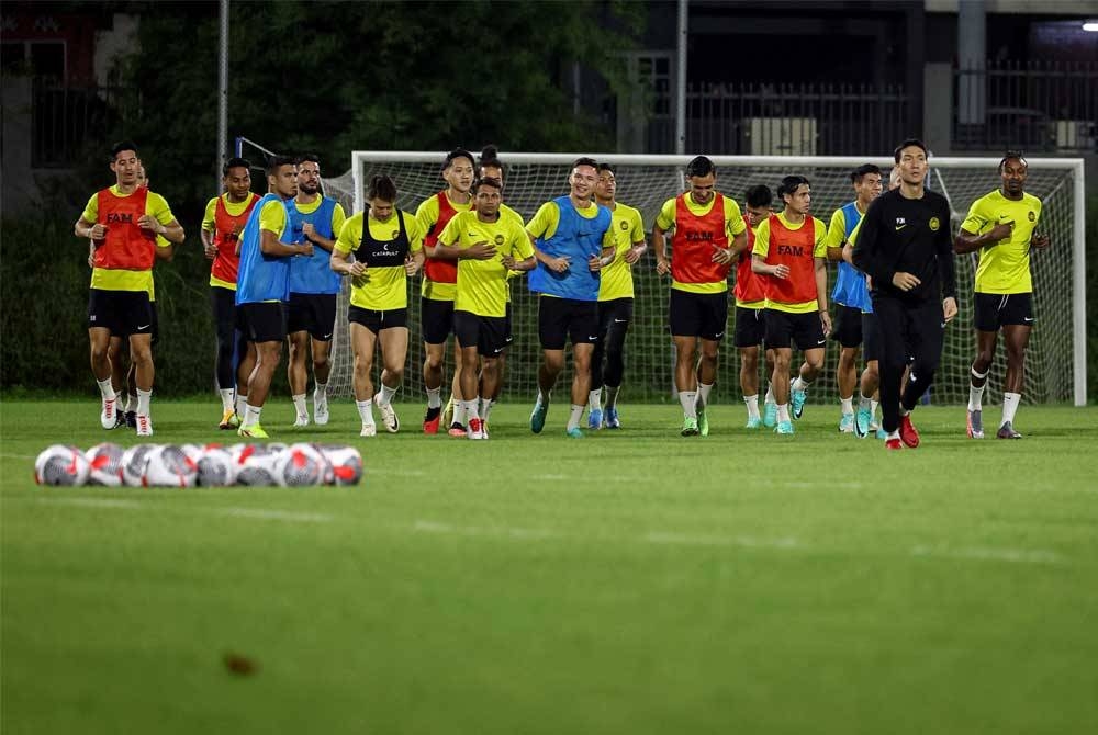 Skuad Harimau Malaya menjalani Sesi Kem Latihan sebagai persediaan menjelang pusingan kelayakan Piala Dunia 2026/Piala Asia 2027 di Wisma FAM Kelana Jaya. - Foto Bernama