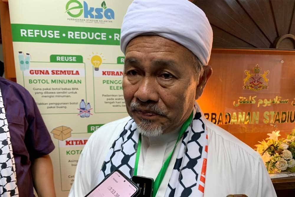 Tuan Ibrahim ketika ditemui selepas Program Himpunan Munajat Pertahan Enakmen Syariah dan Solidariti Untuk Palestin Peringkat Negeri Kelantan, di sini pada Sabtu.