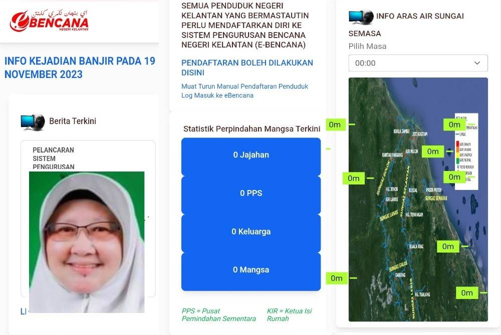 Kerajaan Kelantan menaik taraf sistem e-Banjir dengan memperkenalkan Sistem Pengurusan Bencana Negeri Kelantan (e-Bencana) bagi menyalurkan maklumat tepat dan cepat kepada masyarakat. Gambar kecil: Rohani