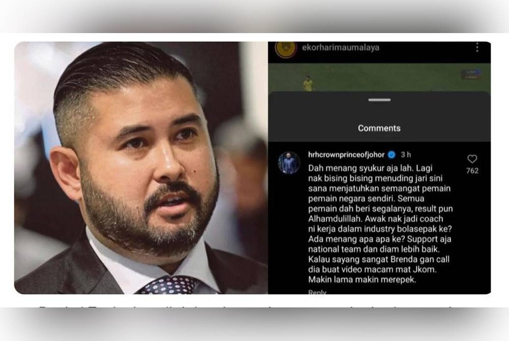 Reaksi Tunku Ismail di laman Instagram ekorharimaumalaya.