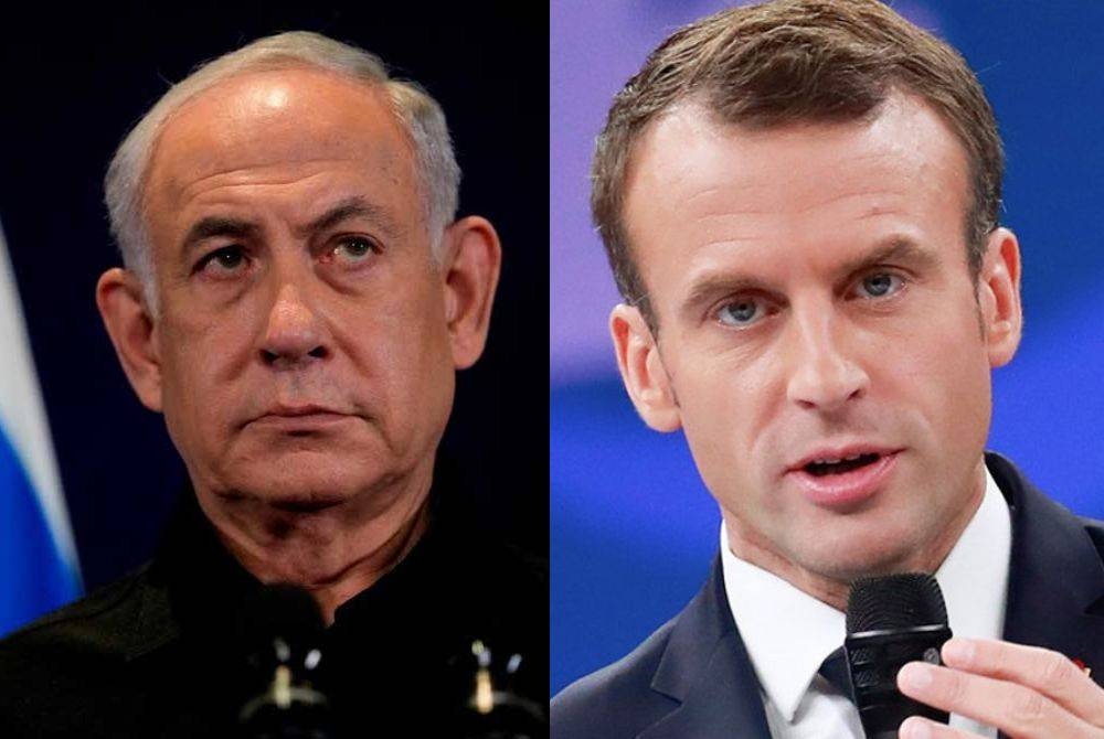 Dari kiri: Benjamin Netanyahu, Emmanuel Macron -Foto AFP