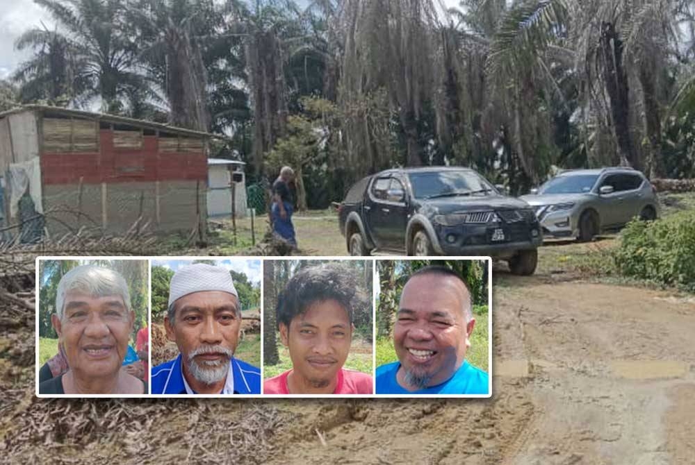 Hanya pacuan empat roda dan motosikal boleh masuk ke Kampung Baru Sungai Melayu, Ulu Tiram, Johor Bahru kerana jalan yang teruk dan tidak selamat. Gambar kecil dari kiri; Muhammad Sam, Shahdon, Mohd Farid dan Ismail.