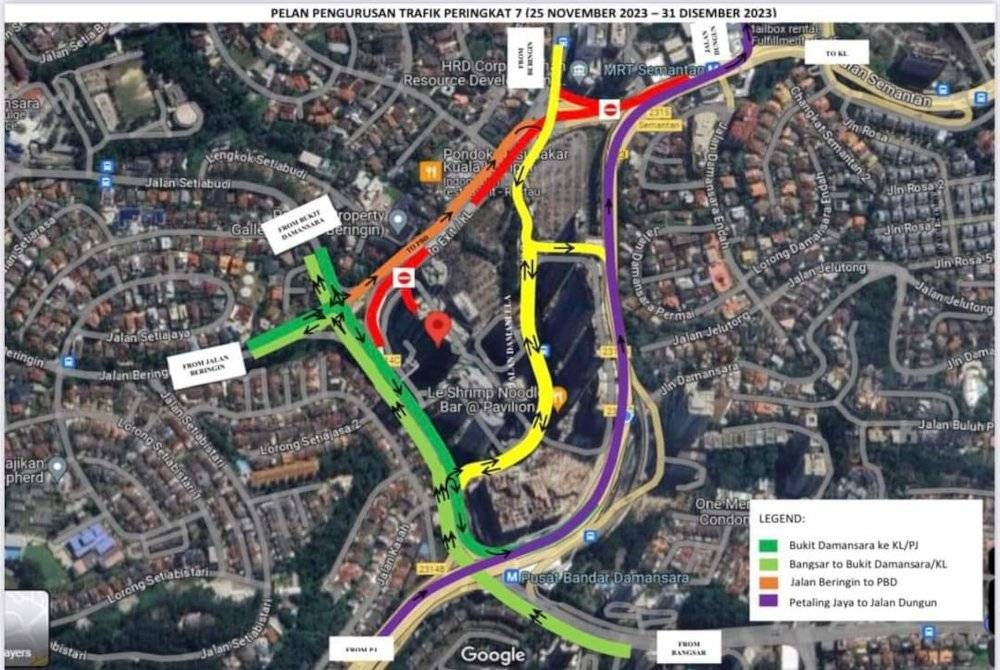 Pelan pengurusan trafik membabitkan jalan susur Semantan menghala ke Kuala Lumpur yang akan ditutup mulai Sabtu ini.