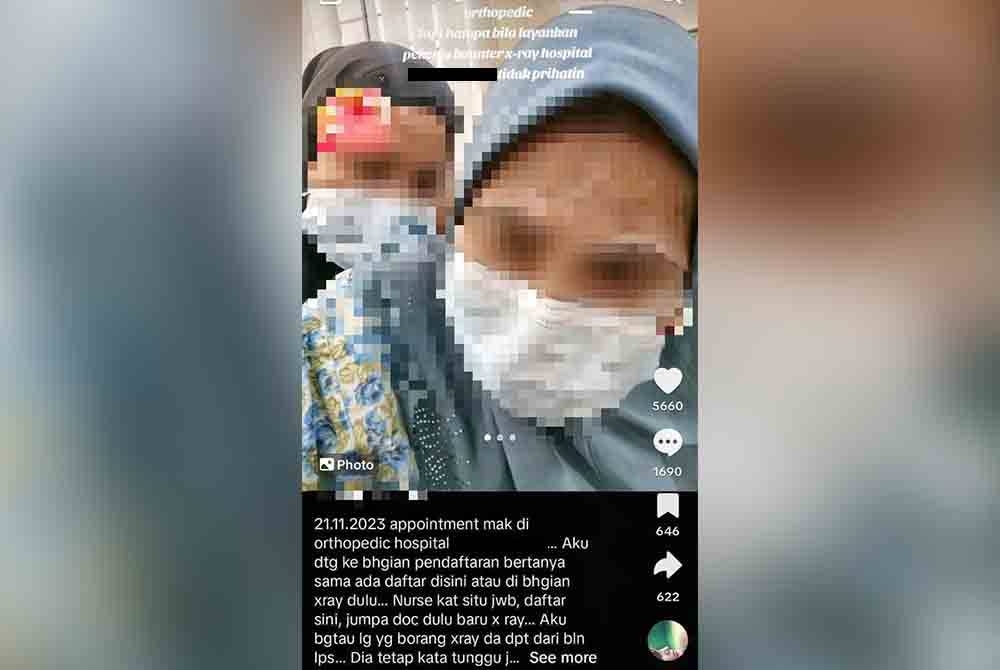 Individu yang menggunakan nama Ummy Fellah memuat naik status mendakwa menerima layanan kurang memuaskan di sebuah hospital di sini