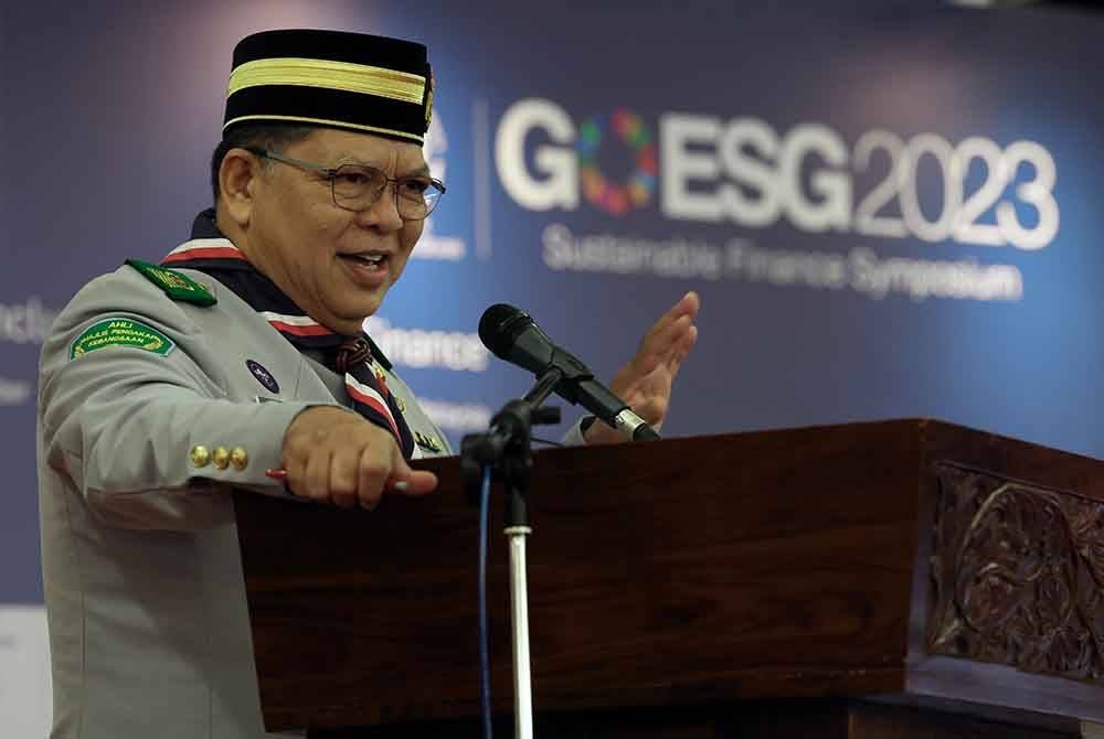 Johari ketika berucap pada Simposium Kewangan Lestari GoESG 2023 di Kuala Lumpur hari ini. - Foto Bernama