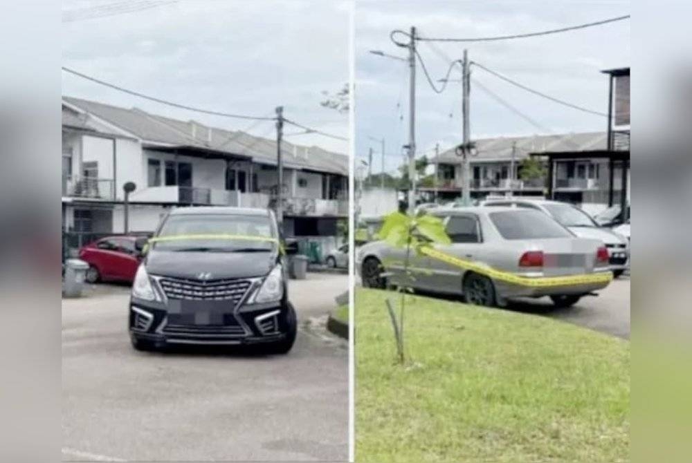 Tangkap layar di TikTok yang tular memaparkan kenderaan diparkir di sebuah kawasan perumahan di Pasir Gudang baru-baru ini.