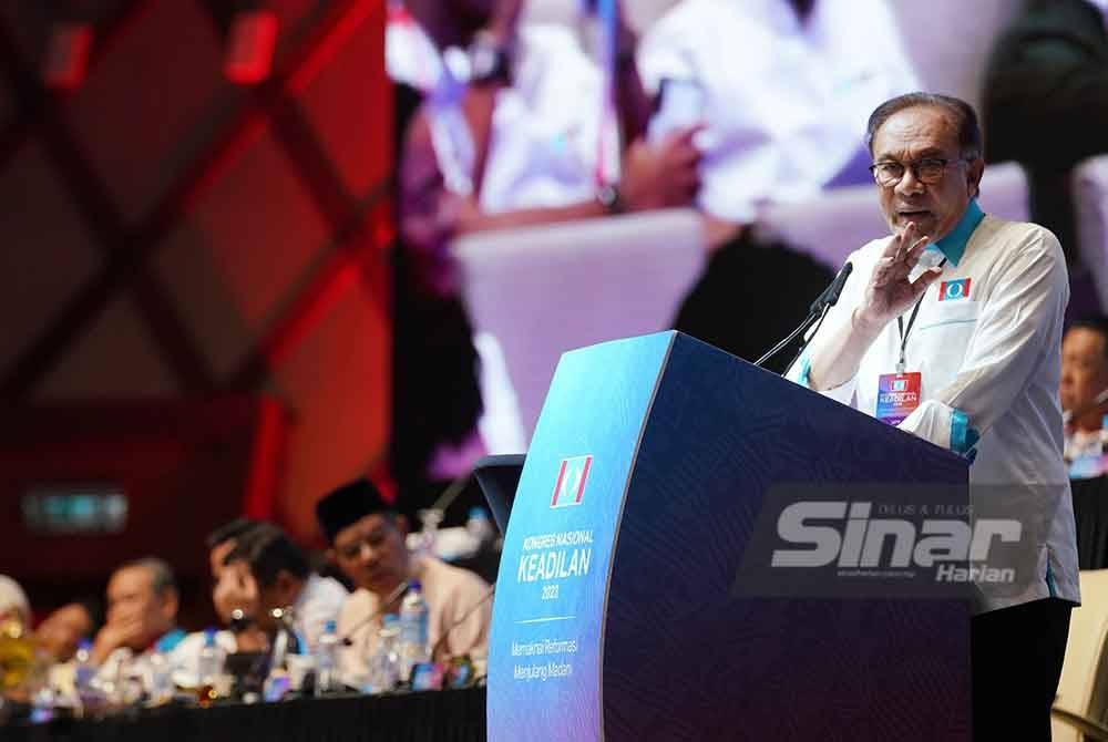 Anwar menyampaikan ucapan penggulungan dan penangguhan pada Kongres Nasional Tahunan PKR 2023 di PICC, Putrajaya.