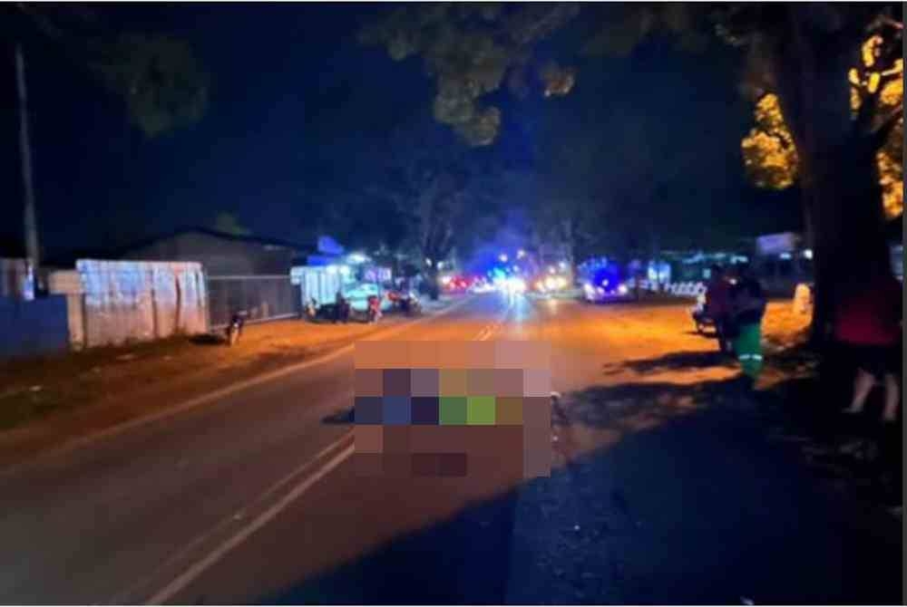 Seorang penunggang motosikal maut dan kepalanya pecah selepas terbabit dalam kemalangan langgar lari. - Foto Ihsan PDRM