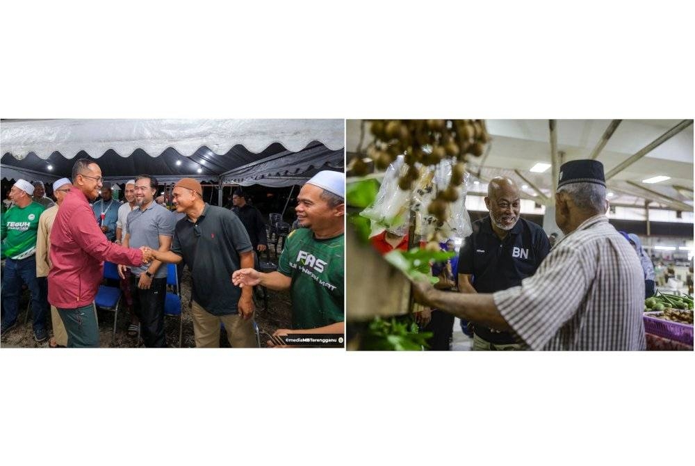 Biarpun penganalisis politik meramalkan Ahmad Samsuri (gambar kiri) mendahului dalam penerimaan kempen PRK Kemaman, namun kehadiran Raja Mohamed Affandi (gambar kanan) juga mampu memberi cabaran kepada parti lawan.