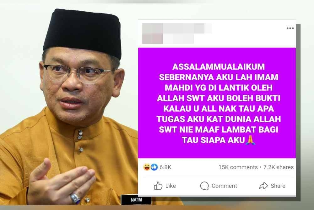 Mohd Na&#039;im. Status Khairul Adha yang mendakwa dirinya ssbagai Imam Mahdi.