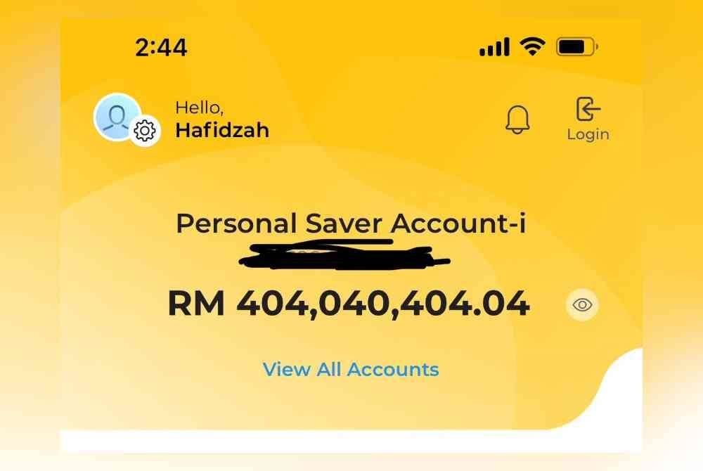 Seorang pelanggan Maybank terkejut melihat akaunnya mempunyai baki lebih RM400 juta.