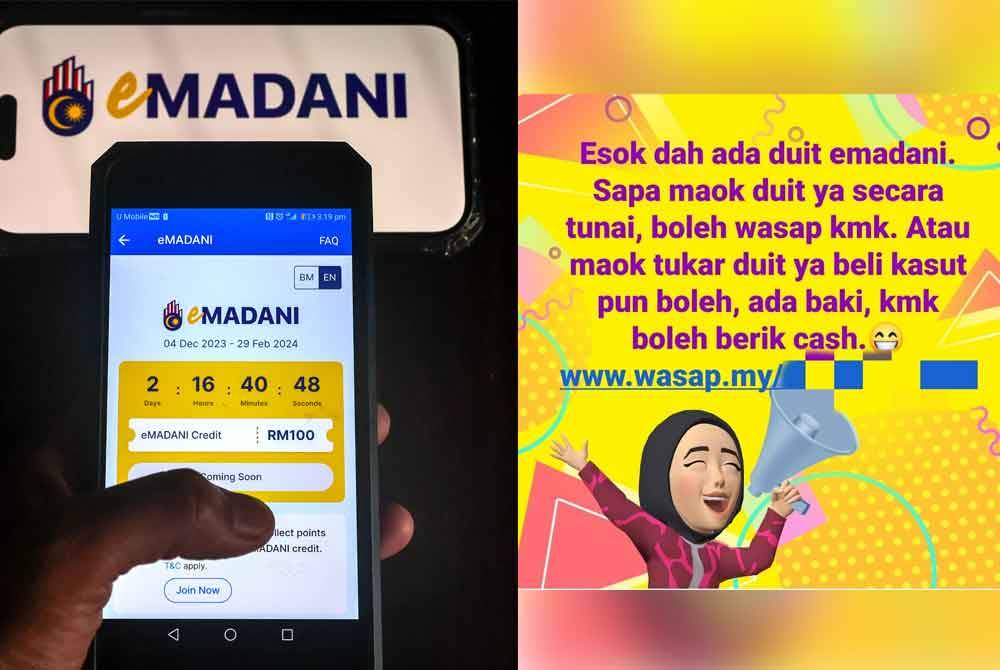 Tangkap di media sosial mengenai khidmat yang ditawarkan bagi menukar e-kredit kepada wang tunai.