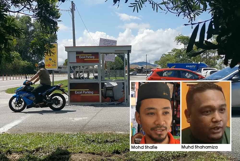 Sebuah pondok parkir berbayar di Dataran Rimba Square yang dirosakkan pada Isnin.