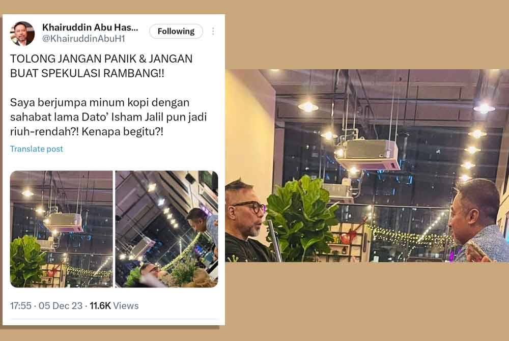 Khairuddin menerusi hantaran di X menyatakan pertemuan dengan Isham hanyalah untuk minum kopi dan bersembang