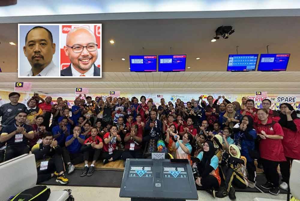 Sukan boling berlangsung meriah di Subang Jaya sempena SOPMA edisi ke-21 kali ini. Foto Persatuan Sukan Orang Pekak Malaysia. Gambar kecil; Shin Ruenn, Sheikh Farouk.