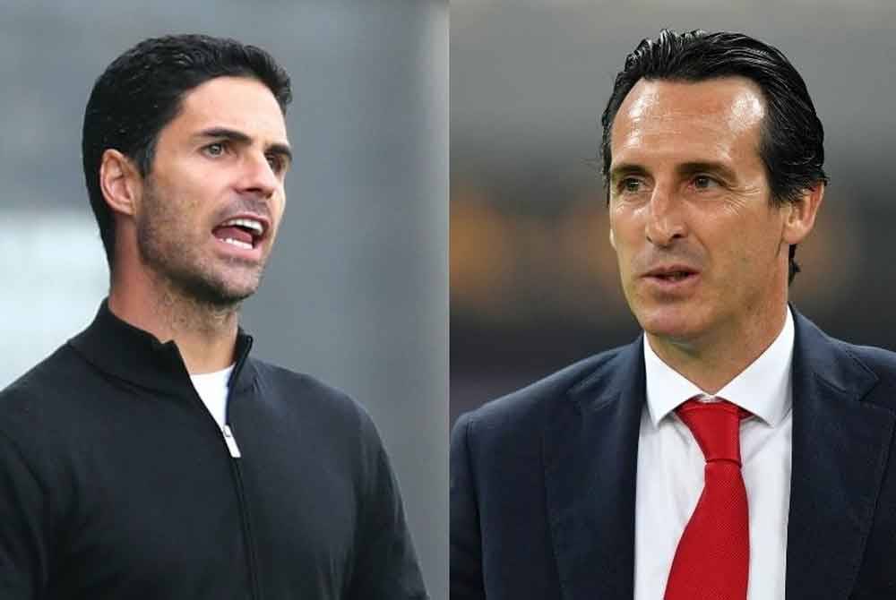 Arteta (kiri) dan Emery. Foto Agensi