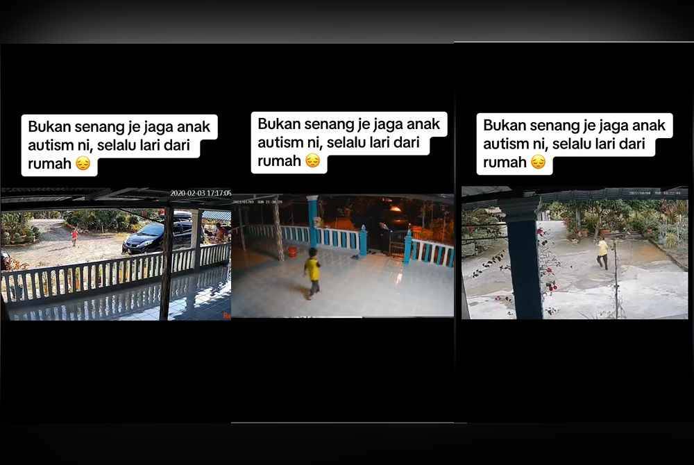 
Rakaman CCTV memaparkan Rayyan keluar dari rumah.