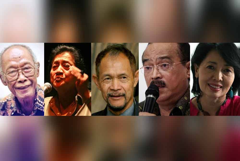 Gambar dari kiri: Pramoedya, W S Rendra, Goenawan, Eros Djarot dan Omi Komaria.