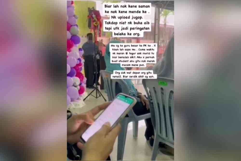 Video pertama dikongsikan memaparkan guru berkenaan menampar dan menolak bahu seorang murid dalam sebuah majlis di sebuah sekolah di daerah Kuala Terengganu.