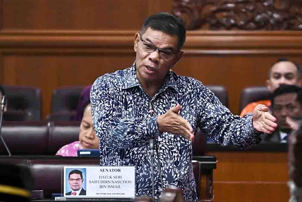 Saifuddin Nasution ketika persidangan Dewan Negara di Bangunan Parlimen pada Khamis. - Foto Bernama