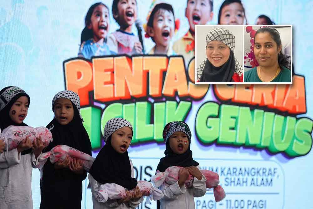 Wakil murid menyampaikan pentomin semasa program Pentas Ceria Si Cilik Genius. Foto SINAR HARIAN / MOHD RAFIQ REDZUAN HAMZAH. (Gambar kecil: Anizah Samah dan Doritha Anpalagan)