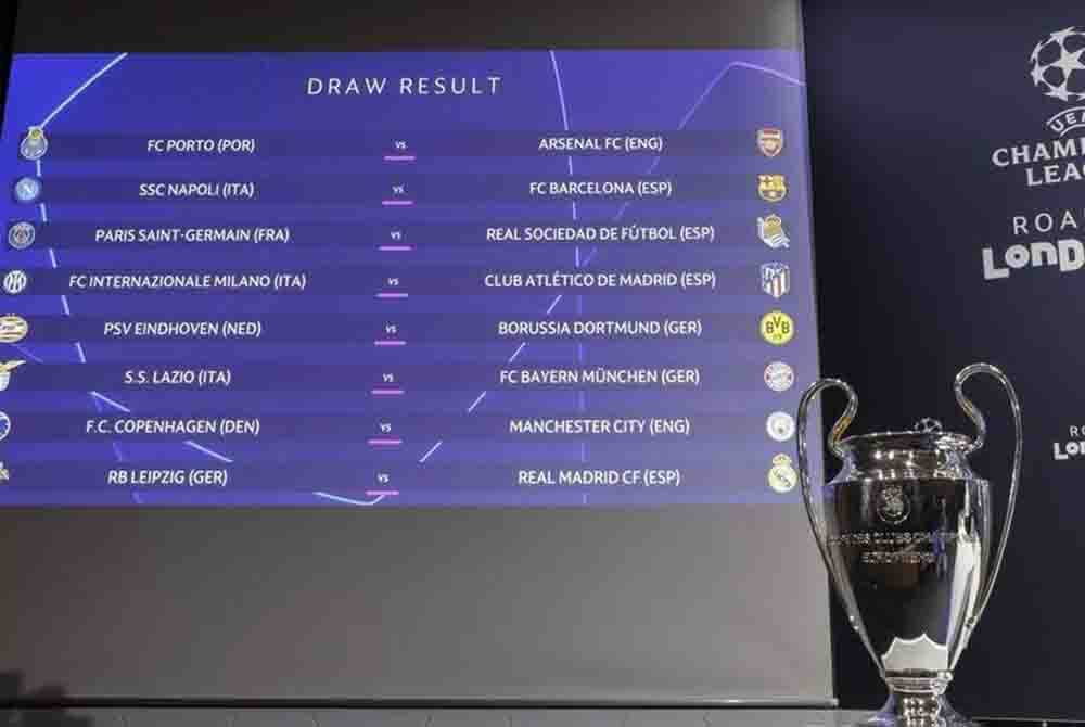 Keputusan undian Liga Juara-Juara di House of European Football di Nyon sebentar tadi.