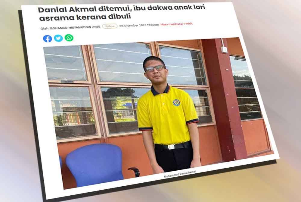 Laporan Sinar Harian pada 9 Disember lalu.