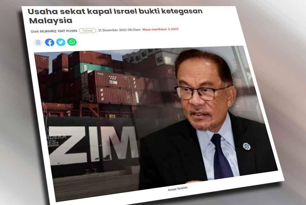 Perdana Menteri, Datuk Seri Anwar Ibrahim sebelum ini mengumumkan tindakan sekatan dilakukan terhadap syarikat perkapalan yang berpangkalan di Israel, ZIM.