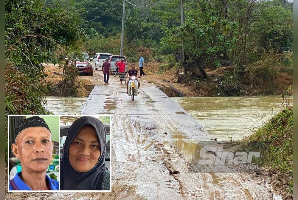 Lebih 500 penduduk di empat buah kampung menuntut kerajaan membina laluan baharu yang lebih selamat bagi menggantikan peranan jambatan di Sungai Pasir Jering di Kuala Krai. (Gambar kecil: Mohd Ramli Awang, Norasmizan Hassan)