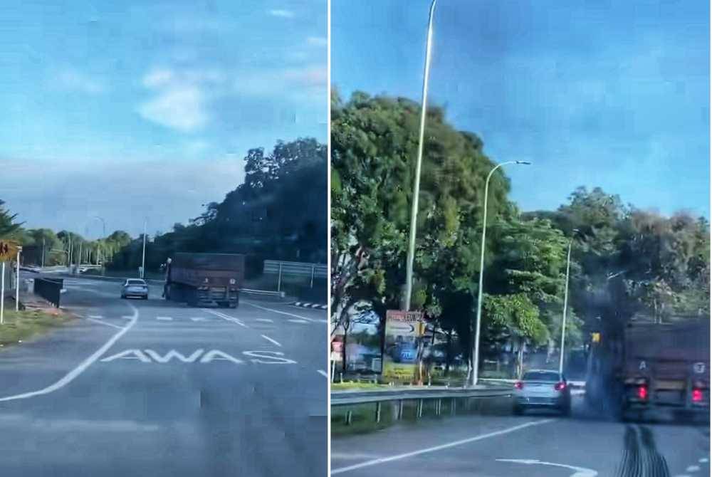 Tangkap layar klip video berdurasi 52 saat tular di media sosial yang berjaya dirakam pengguna jalan raya.