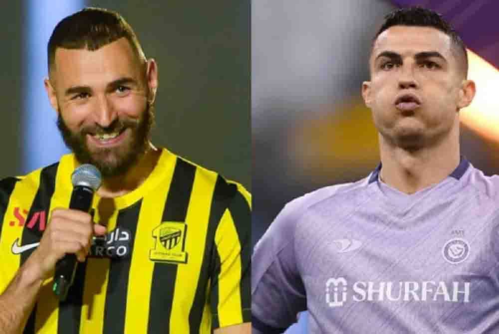 Karim (kiri) dan Ronaldo beraksi bersama Al Ittihad serta Al Nassr dalam kancah Liga Pro Saudi. Foto Agensi