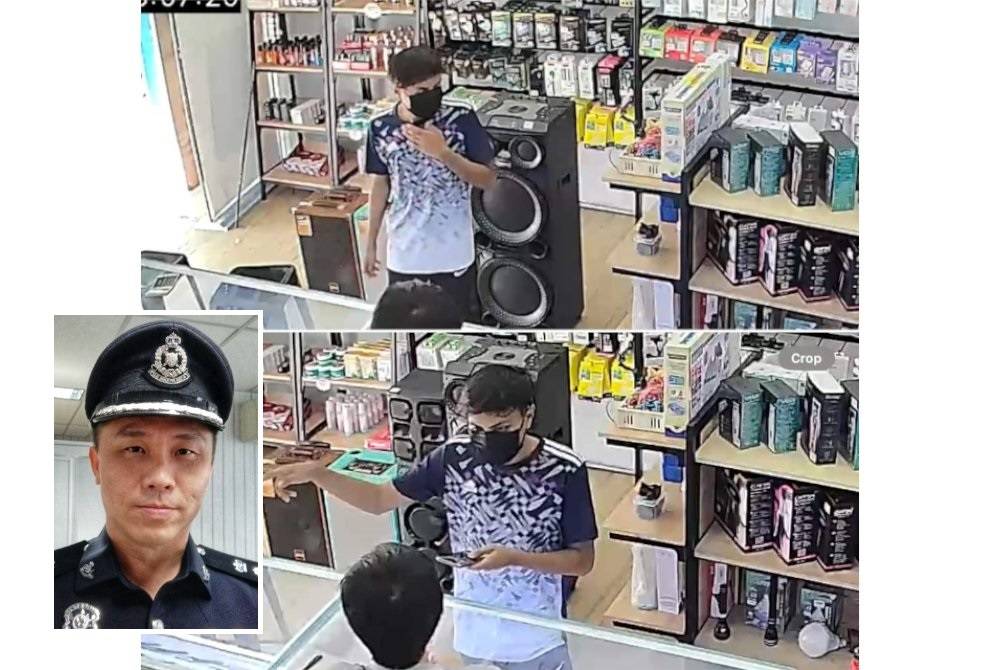 Perbuatan suspek di rakam CCTV premis di Bahau. - Foto Facebook (Gambar kecil: Hoo Chang Hook)