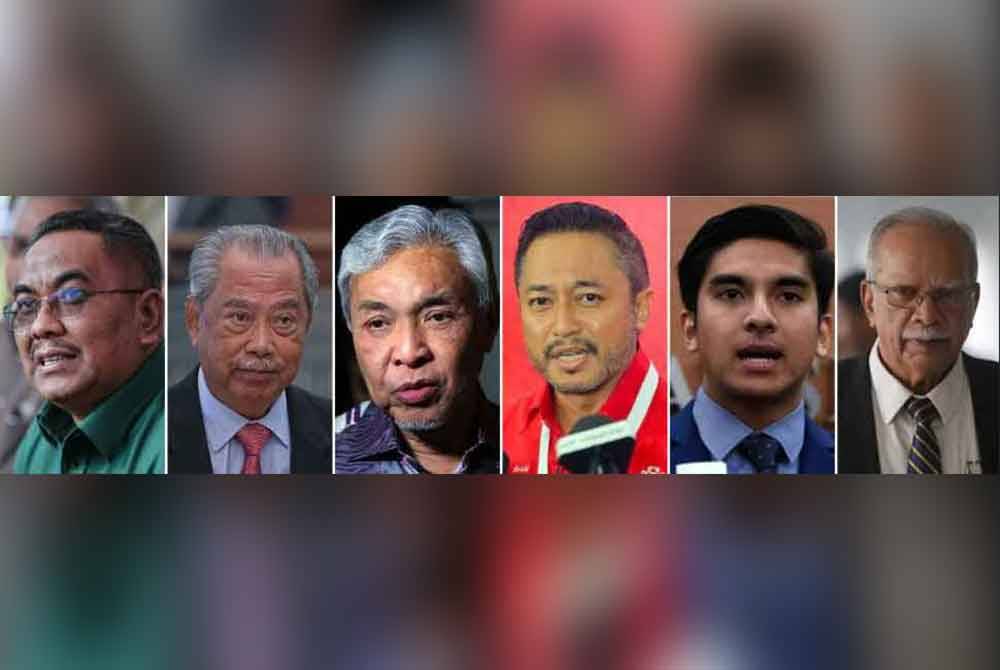 Antara wajah-wajah yang menghiasi dunia politik tanah air sepanjang 2023. Dari kiri: Sanusi, Muhyiddin, Ahmad Zahid, Isham Jalil, Syed Saddiq, dan Ramasamy