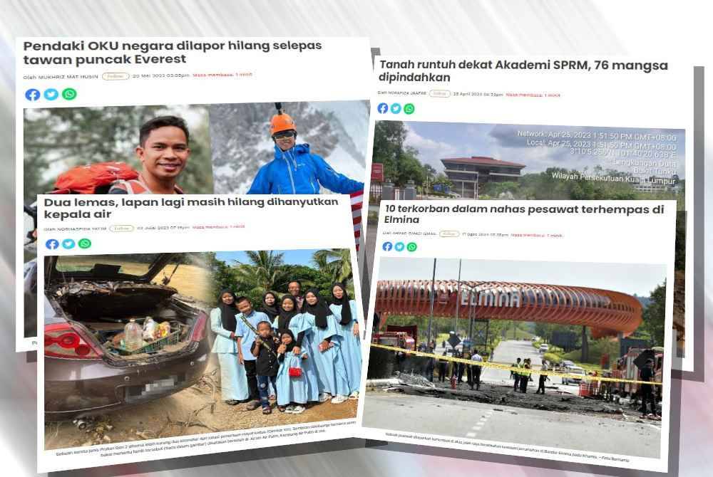 Antara tragedi dan kes-kes tidak terduga sepanjang tahun 2023.