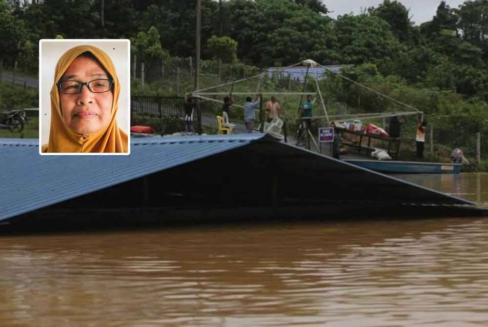 Tidur dalam kereta antara pengalaman dan kebiasaan buat seorang ibu tunggal di Kampung Teluk Ira di sini setiap kali banjir melanda kampung tersebut. Gambar kecil: Saniah Salleh