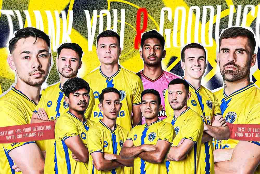 10 pemain yang tidak lagi bersama Sri Pahang pada musim depan. Foto: FB Sri Pahang