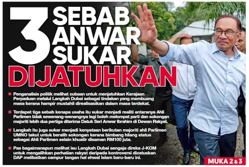 Muka depan Sinar Harian pada 1 Januari 2024.