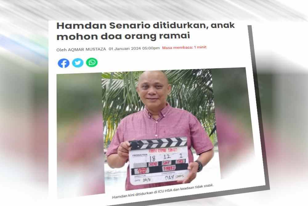 Hamdan atau nama sebenarnya Ahmad Hamdan Mohamed Ramli, 55, dilaporkan menunjukkan perkembangan positif apabila mampu menggerakkan mata dan bibir.