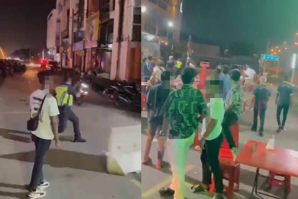 Tangkap layar sebuah video tular memaparkan seorang penunggang motosikal Yamaha Y15 cuba meloloskan diri daripada kepungan polis, namun merempuh kerusi dan meja pelanggan di hadapan sebuah kedai makan di Jalan Pinggir, Persiaran Raja Muda Musa, Pelabuhan Klang, Selangor pada Isnin.