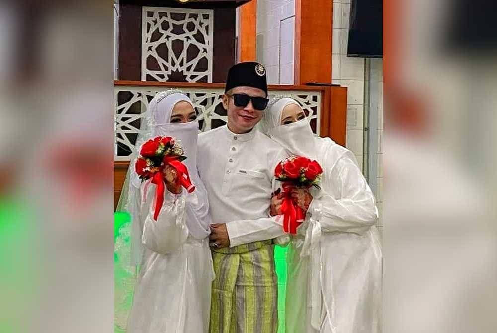 Mohd Loqman (tengah) bahagia bersama isteri-isterinya selepas berpoligami.