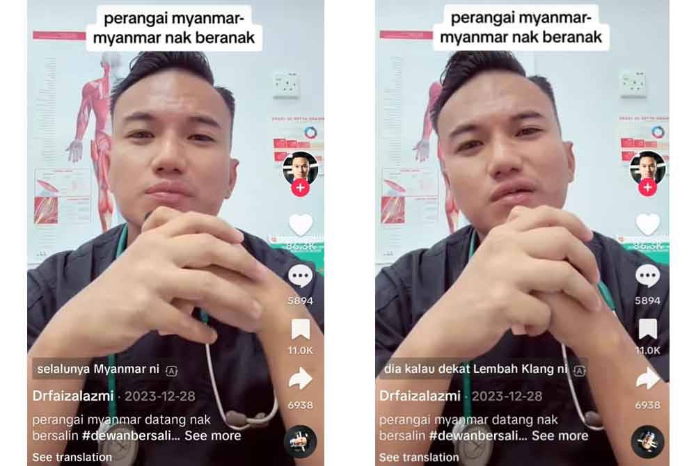 Tangkap layar video yang dimuat naik Faizal Azmi di TikTok pada Jumaat.