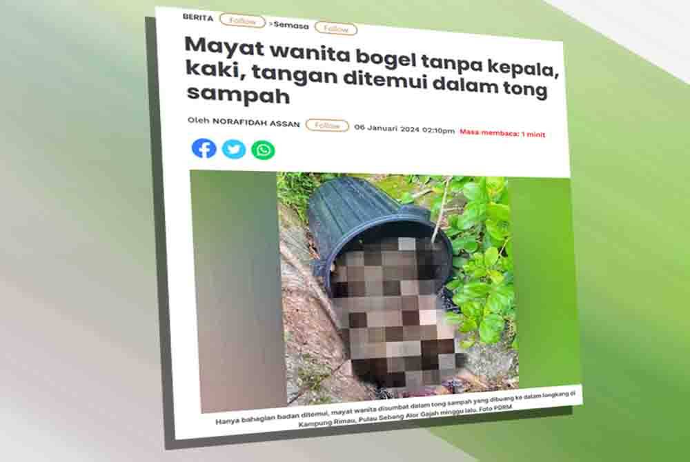 Laporan Sinar Harian pada Sabtu.