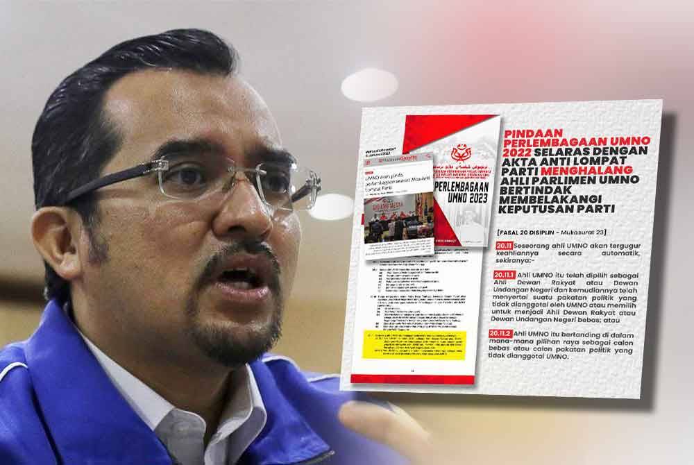 Asyraf Wajdi (kiri) berkata Perlembagaan UMNO telah dipinda pada 13 Januari tahun lalu dalam Perhimpunan Agong UMNO Khas.