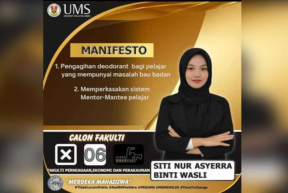 Manifesto Siti Nur Asyerra yang tular baru-baru ini.