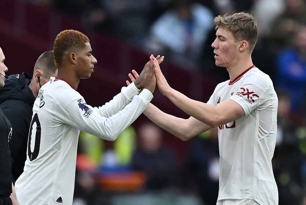 Gandingan Rashford (kiri) dan Hojlund (kanan) mula memberi impak kepada barisan depan United. Foto AFP