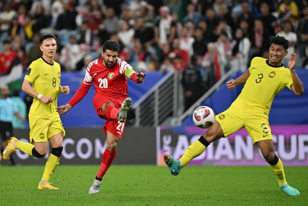 Skuad kebangsaan tumbang 0-4 kepada Jordan dalam aksi pembukaan Kumpulan E saingan Piala Asia 2023 di Stadium Al Janoub, Doha, malam tadi. Foto AFP