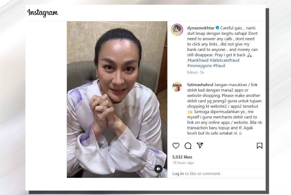 Perkongsian Dynas di Instagramnya.